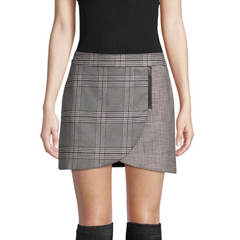 Alice + Olivia Gray Plaid Mini Skirt